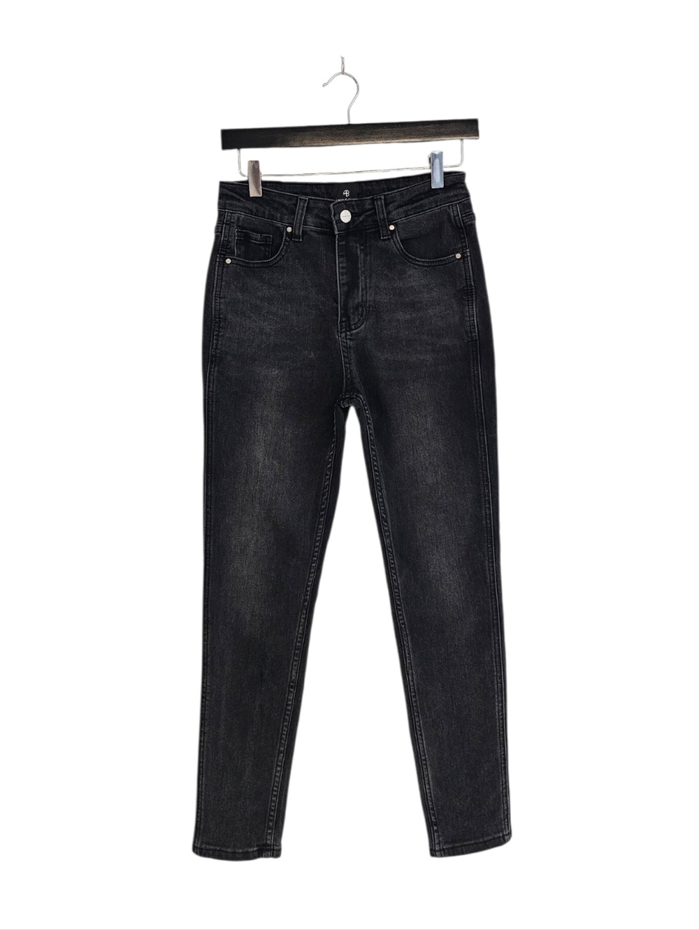 Anine Bing 100% Cotton High‎ Rise Slim Skinny Black Jeans 28 Preowned